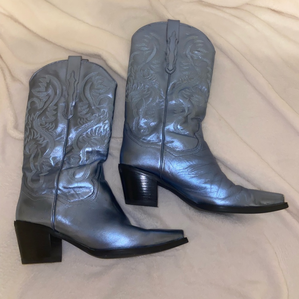 Jeffrey Campbell Dagget Cowboy Boots Size 11 Light Blue